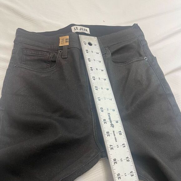 Le Jean By Charlie Gay High Rise Sabine Straight Black Waxed Denim Jeans Size 26 - Picture 3 of 9